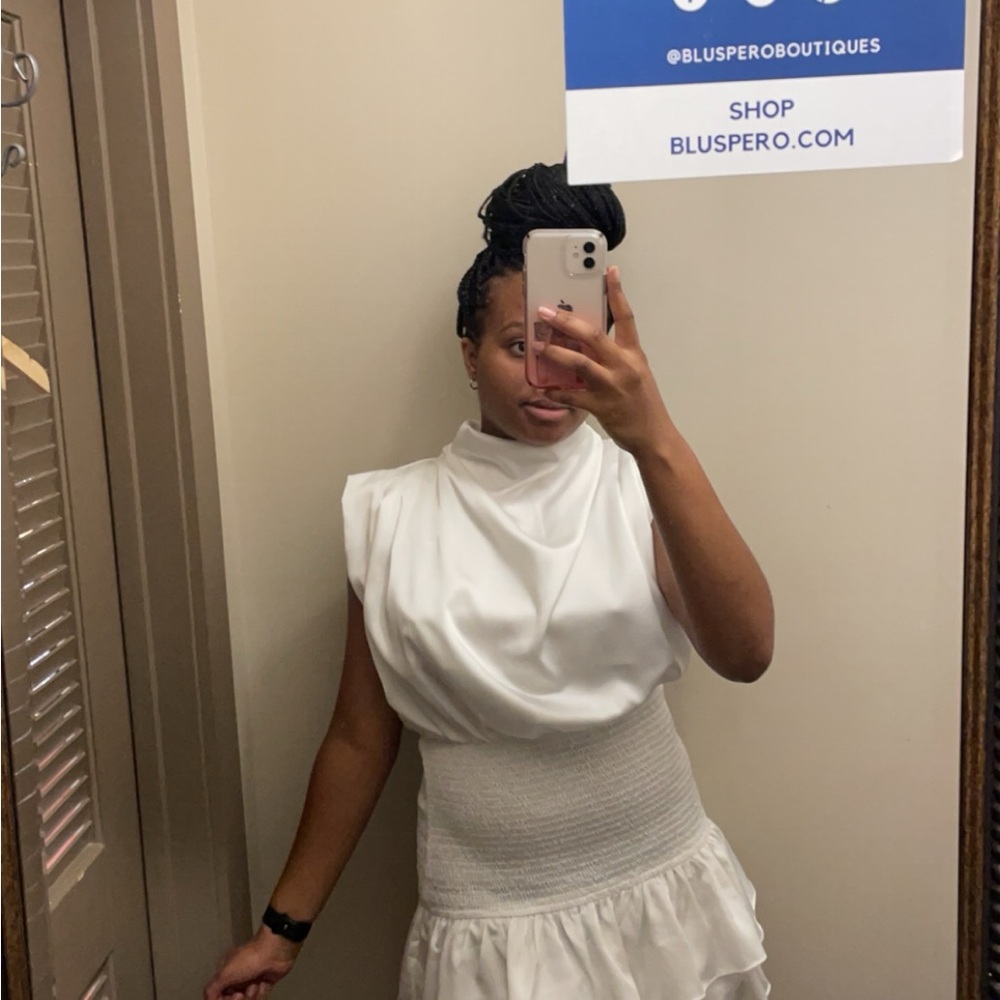 Elegant White Asymmetrical Ruffled Dress